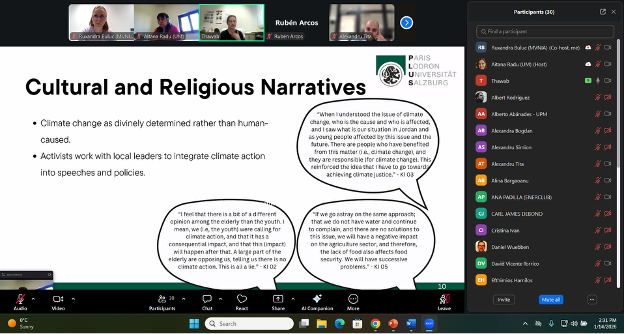 Shared screen during the session