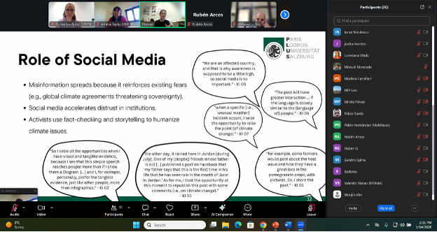 Shared screen during the session